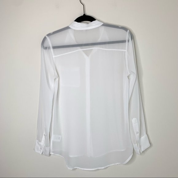 Aritzia Sunday Best Sheer White Button Down Blouse Size XS - Picture 7 of 7